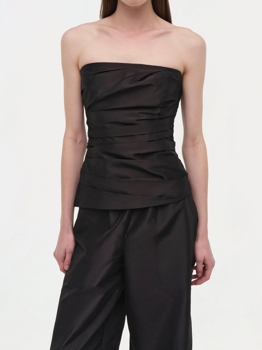 Simkhai Emerson Taffeta strapless top in black